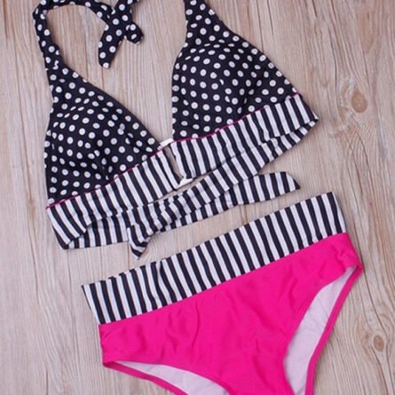 Seductive Polka Dots Bandage Push-Up Bikini Set - Image 19