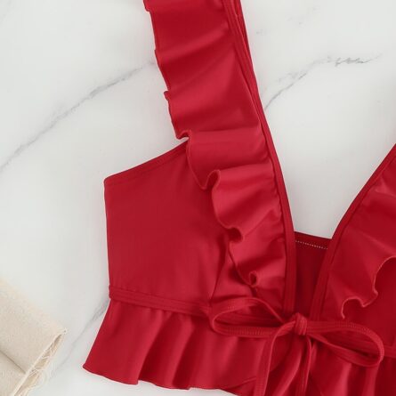 Cute Modest High Waist Ruffle Bikini – Bild 29