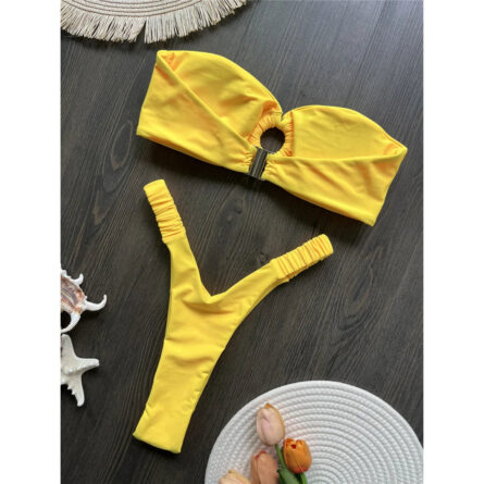 Sea Breeze Stunner Bandeau High Cut Micro Thong Bikini - Image 17