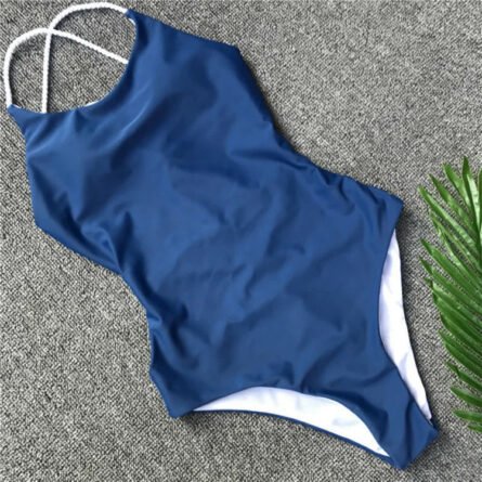 Sunset and Swim Sexy Strappy Open Back One Piece Blue Swimsuit - Image 10
