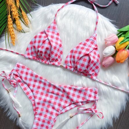 Seaside Picnic Gingham Triangle Bikini – Bild 5