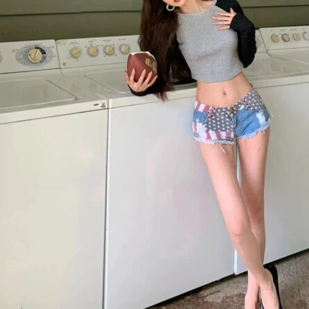 USA American Flag Jeans Denim Shorts Hot Pants - Image 20