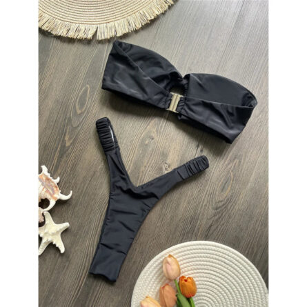 Sea Breeze Stunner Bandeau High Cut Micro Thong Bikini - Image 19