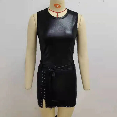 Fierce Faux Leather Lace-Up Mini Dress - Image 3