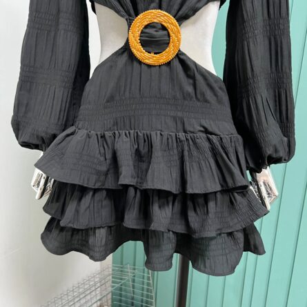 Chic Elegance Cut Out Waist Short Mini Dress - Image 18