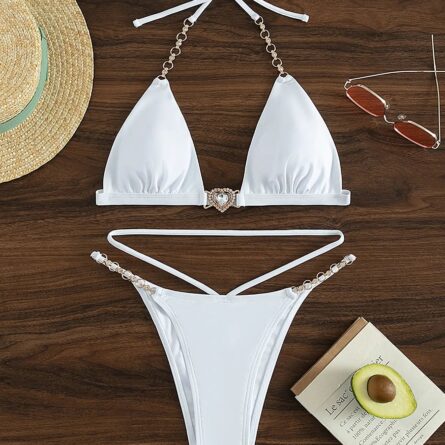 Chain Linked Halter Triangle Bikini – Bild 23