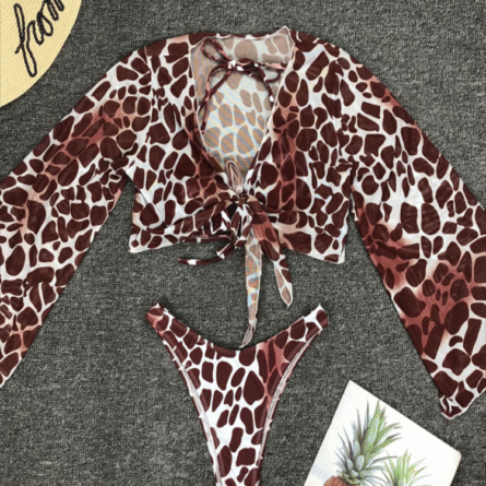 Resort Life Long Sleeve Mesh Bikini Three Piece Set – Bild 9