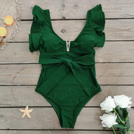 Pure Paradise Ruffle Shoulder Belt Swimsuit - Image 32