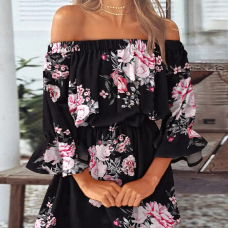 All Summer Long Sexy Off Shoulder Chiffon Beach Dress – Bild 15