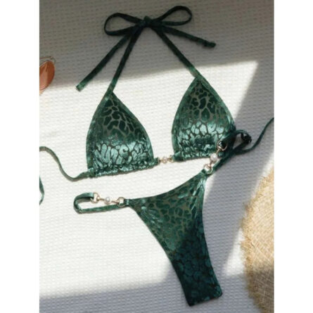 Wild Allure Sexy Leopard Micro Velvet Thong Bikini - Image 9