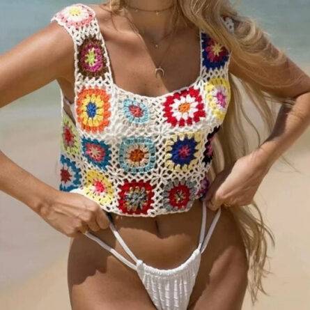 Sun-Kissed Crochet Beachscape Cover Up Top - Image 24