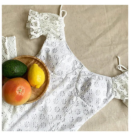 Divine White Short Sleeve Lace Swimsuit Set - Image 10