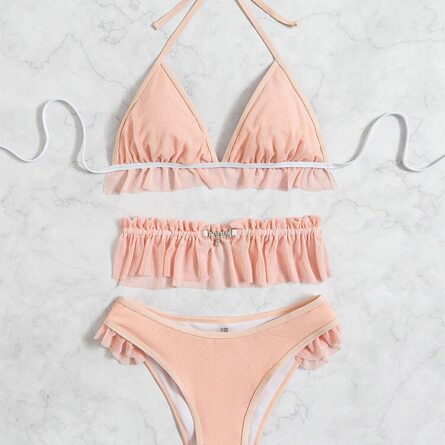 Pink Dreams Sexy Waist Ruffle Detail Bikini – Bild 11