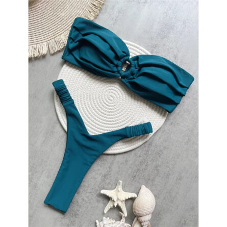 Sea Breeze Stunner Bandeau High Cut Micro Thong Bikini - Image 6