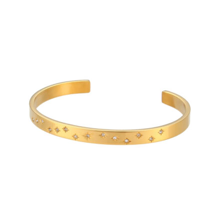 Gold Plated Waterproof Shiny Star & Moon Crystal Cuff Bangles - Image 10