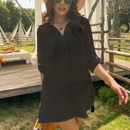 Summer Vacation Loose Breathable Cover Up Shirt - Image 10