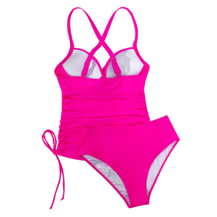 Adriana Pink Push Up Drawstring Tankini – Bild 8