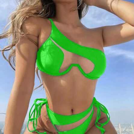 Seductive Sheer Glamour One-Shoulder Micro Bikini Set – Bild 17