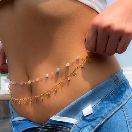 Boho Bohemian Colorful Natural Stone Waist Chain Belly Chain – Bild 3
