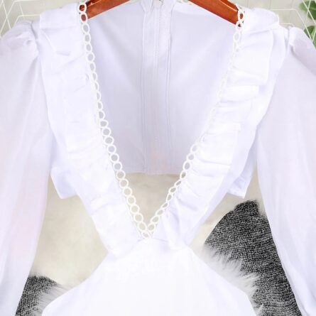 Sardinian Summer White Ruffle Cut Out Waist Maxi Dress - Image 6
