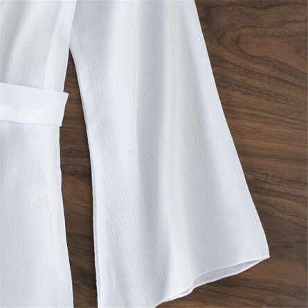 White Long Sleeve Shirt With Belt Bikini Cover Up - Image 10