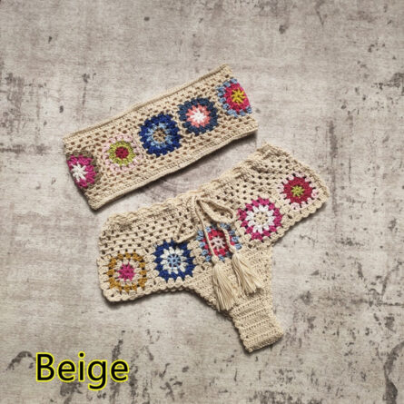 Boho Chic Crochet Delight Bandeau Tube Top Bikini Set - Image 7