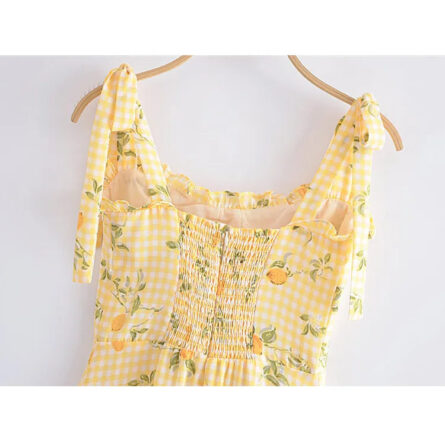 French Lemon Corset Style Mini Dress - Image 6