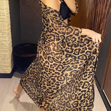 Sunset and Swim Long Leopard Beach Cover Up - Image 6