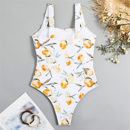 Orange Delight Wrinkled One Piece Swimsuit Bathing Suit - Image 8