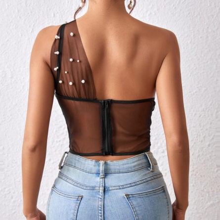 Pearl Enchantment Sheer Corset Bustier Top - Image 6