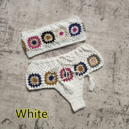 Boho Chic Crochet Delight Bandeau Tube Top Bikini Set - Image 2