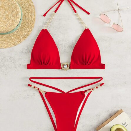 Chain Linked Halter Triangle Bikini – Bild 18