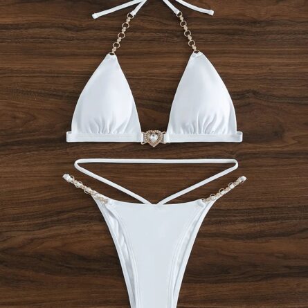 Chain Linked Halter Triangle Bikini – Bild 27