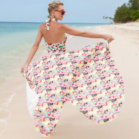 Butterfly Skull Owl Animal Print Beach Wrap Dress Beach Cover Up – Bild 23