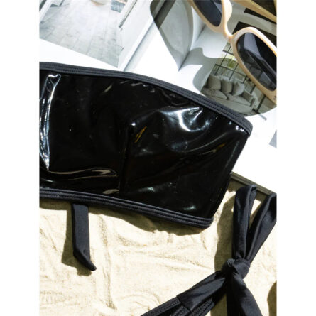 Bandeau PU Faux Leather Thong Bikini - Image 6