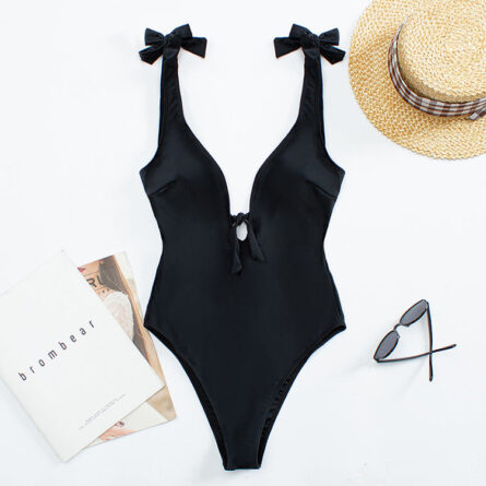 Classic Beautiful Bow Tie Shoulder Swimsuit – Bild 8