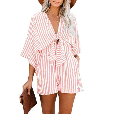 Hamptons Striped V-neck Romper - Image 16