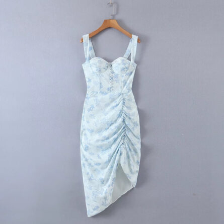 Evenings in Italy Floral Ruched Button Up Corset Style Dress – Bild 9