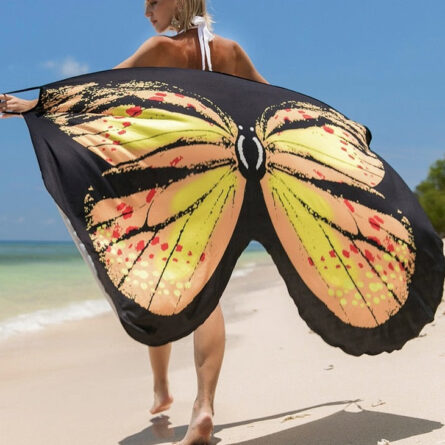 Butterfly Skull Owl Animal Print Beach Wrap Dress Beach Cover Up – Bild 10