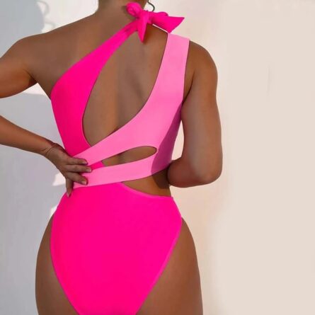 Resort Bow Strap One Shoulder Swimsuit – Bild 5