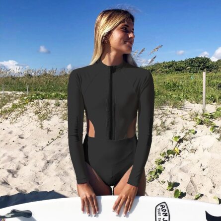 Ready, Set, Dive! Rashguard Zipper Cut Out One Piece Swimsuit - Image 24