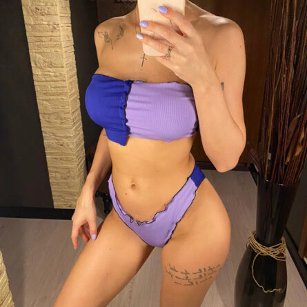 Violet Waves Strapless Bikini Set – Bild 9