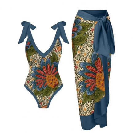 Palm Paradise Swimsuit & Beach Cover Up Sarong Set - Image 16
