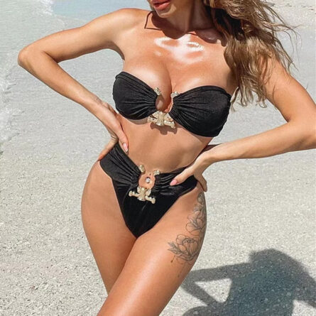 Riviera Queen High Cut Push Up Rhinestone Bikini - Image 13