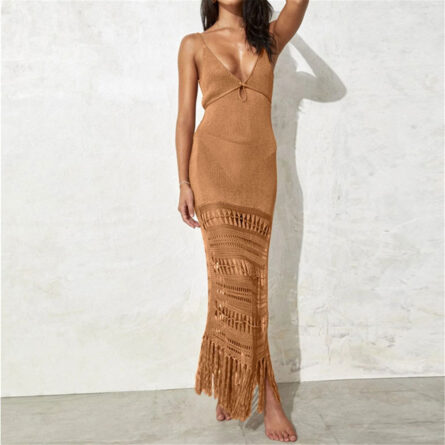 Sunset and Swim Sexy Fringe Tassel Crochet Beach Cover Up Dress - Image 8