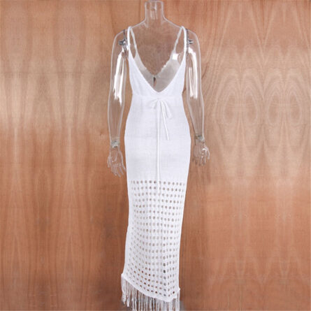 Sunset and Swim Sexy Fringe Tassel Crochet Beach Cover Up Dress - Image 25