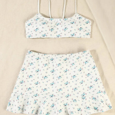 Sweet Summer Floral Bow Bikini Set with Skirt - Image 15