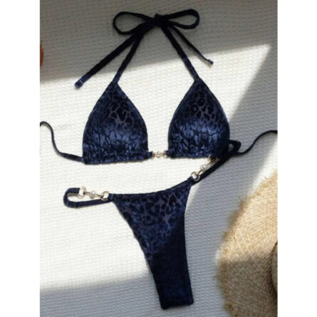 Wild Allure Sexy Leopard Micro Velvet Thong Bikini - Image 8