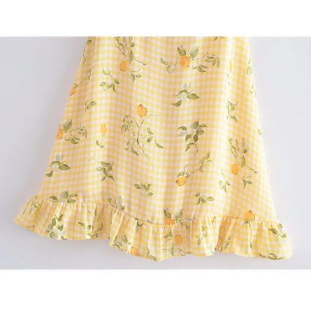 French Lemon Corset Style Mini Dress - Image 4