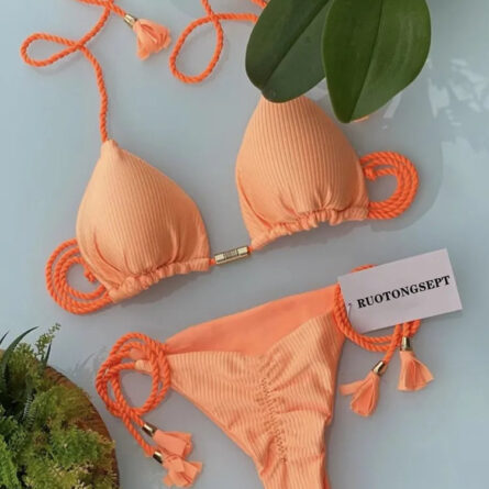 Isabella Tassel Side Tie Halter Bikini - Image 71